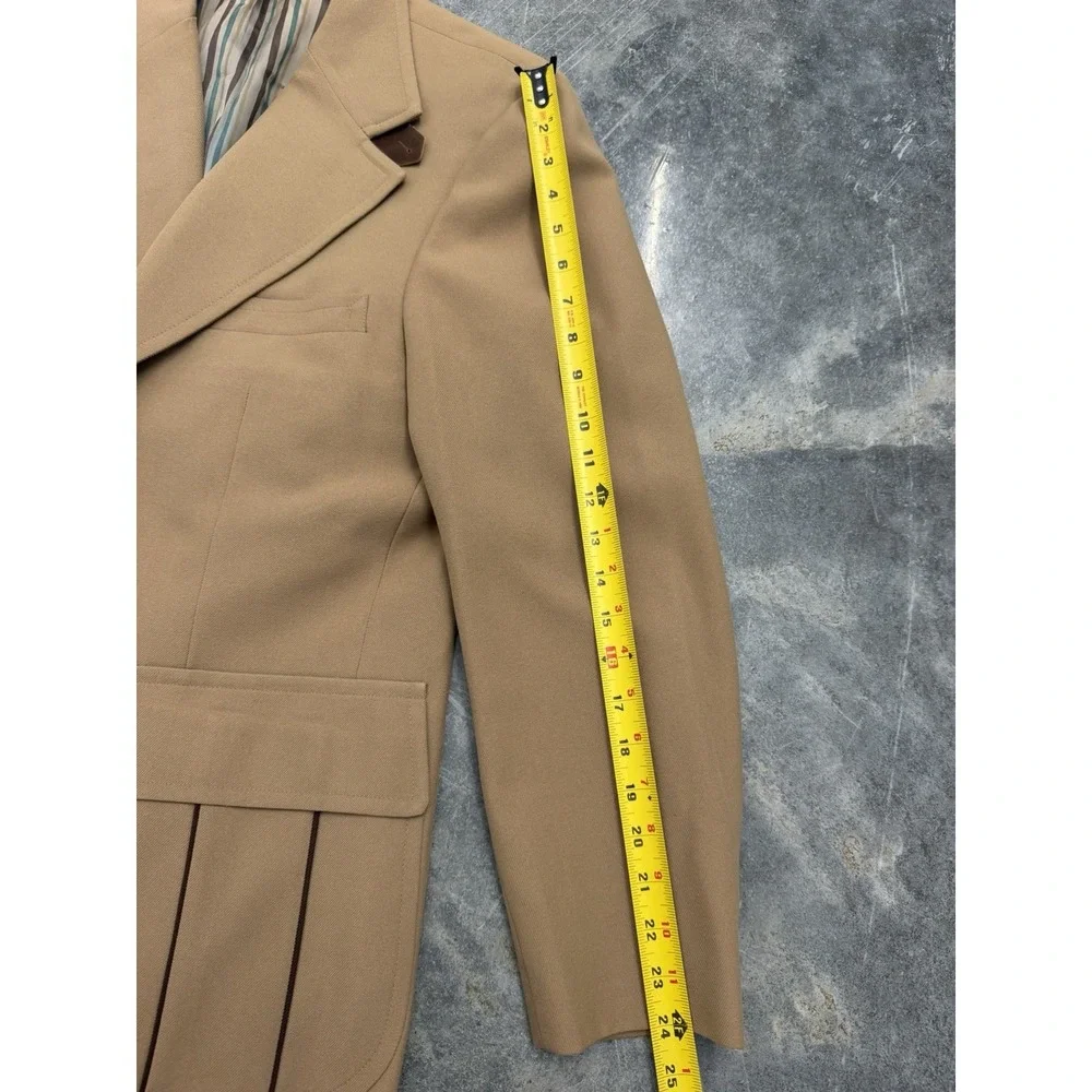 Vintage 70s  Johnny Carson Mens Suit Jacket Leisure Blazer Sport Coat Tan Sz 42